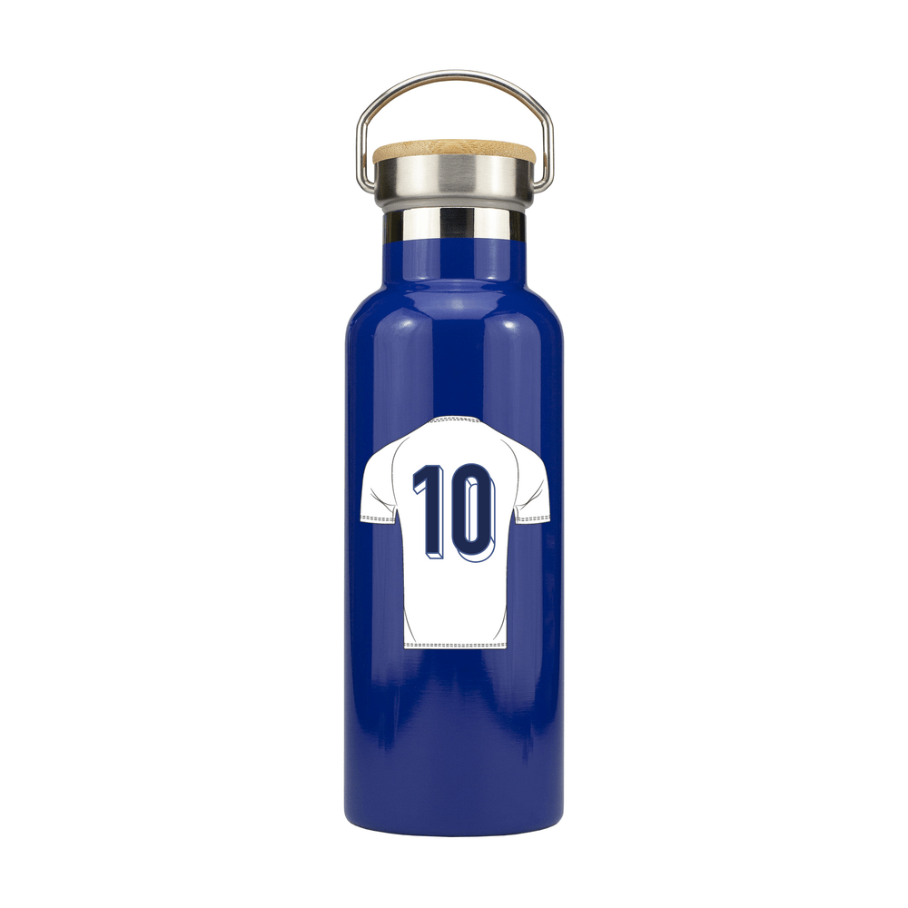 Number 10 Shirt Personalised Metal Bottle with Bamboo Lid - Image 3