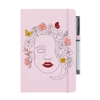 Girl with Flower Hair Personalised Notebook with Pen