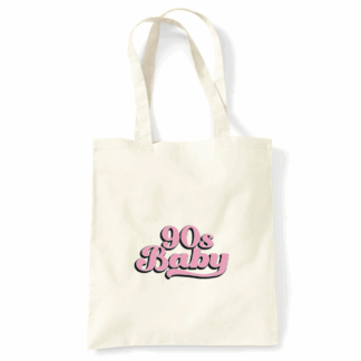 90s Baby Personalised Natural Cotton Tote Bag