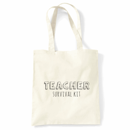 Teacher Survival Kit Personalised Natural Cotton Tote Bag