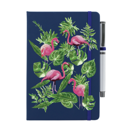 Leaves & Flamingos Personalised Notebook with Pen - Image 6