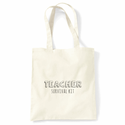 Teacher Survival Kit Personalised Natural Cotton Tote Bag