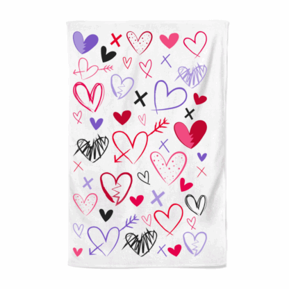 Love Heart Scribbles Personalised Tea Towel