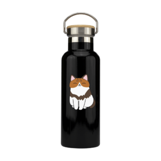 Cute Cat Personalised Metal Bottle with Bamboo Lid