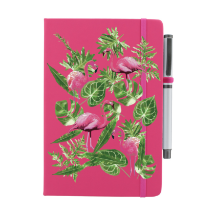 Leaves & Flamingos Personalised Notebook with Pen - Image 5