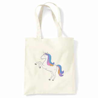 Unicorn Personalised Natural Cotton Tote Bag