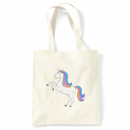 Unicorn Personalised Natural Cotton Tote Bag