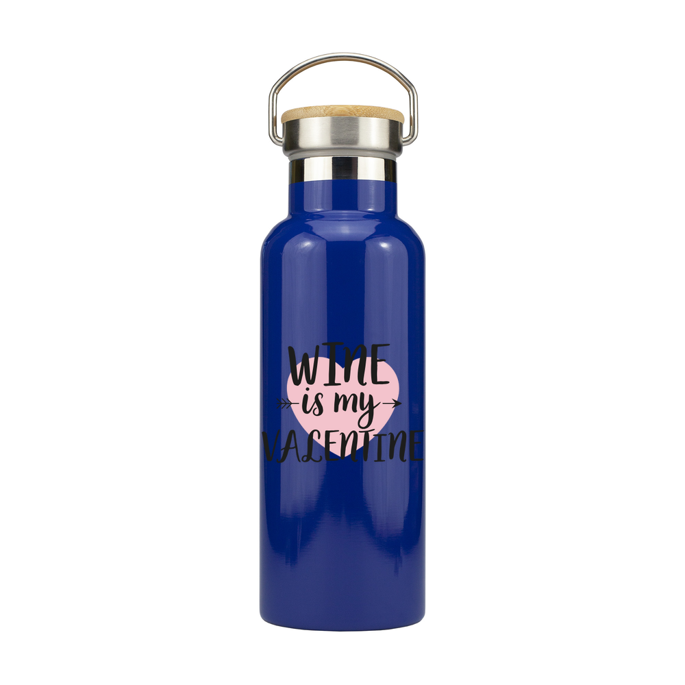 Wine is my Valentine Personalised Metal Bottle - Image 3