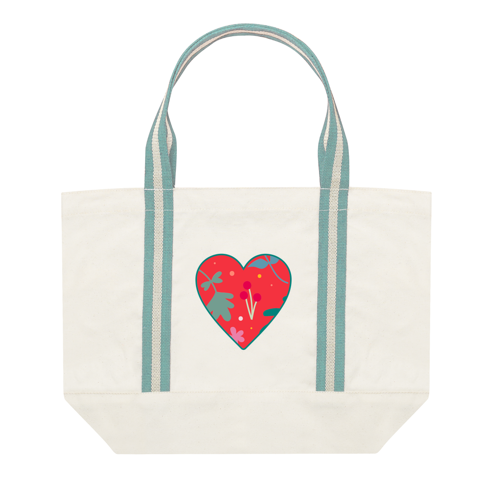Floral Heart Personalised Organic Cotton Boat Bag - Image 3