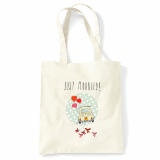 Just Married Natural Cotton Tote Bag