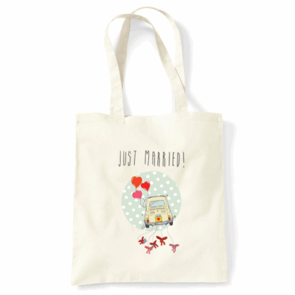 Just Married Natural Cotton Tote Bag