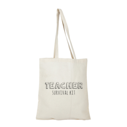 Teacher Survival Kit Personalised Natural Cotton Tote Bag