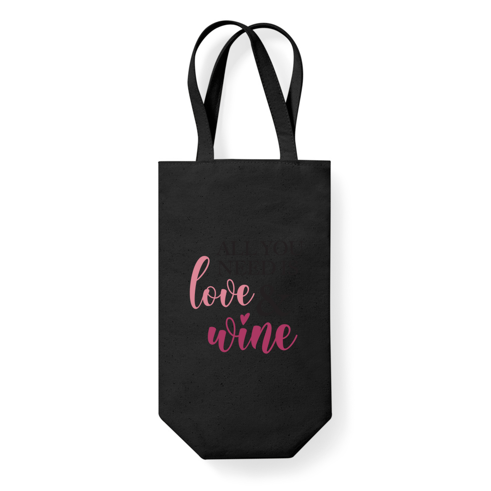 All You Need Is Love & Wine Cotton Wine Bottle Bag - Image 5