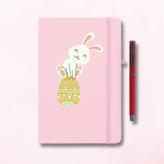 Personalised Easter Bunny Baby Pink Notebook with Matching Pen