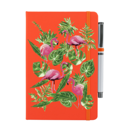 Leaves & Flamingos Personalised Notebook with Pen - Image 7