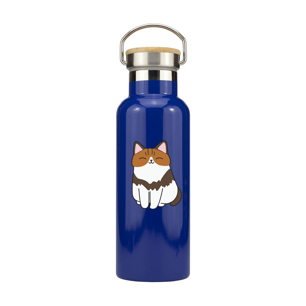 Cute Cat Personalised Metal Bottle with Bamboo Lid - Image 4