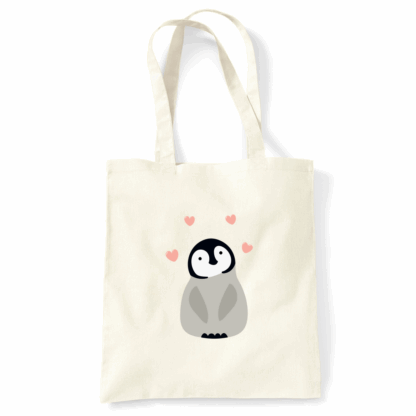 Penguin Personalised Natural Cotton Tote Bag