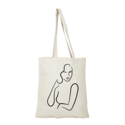 Lady Outlined Personalised Natural Cotton Tote Bag