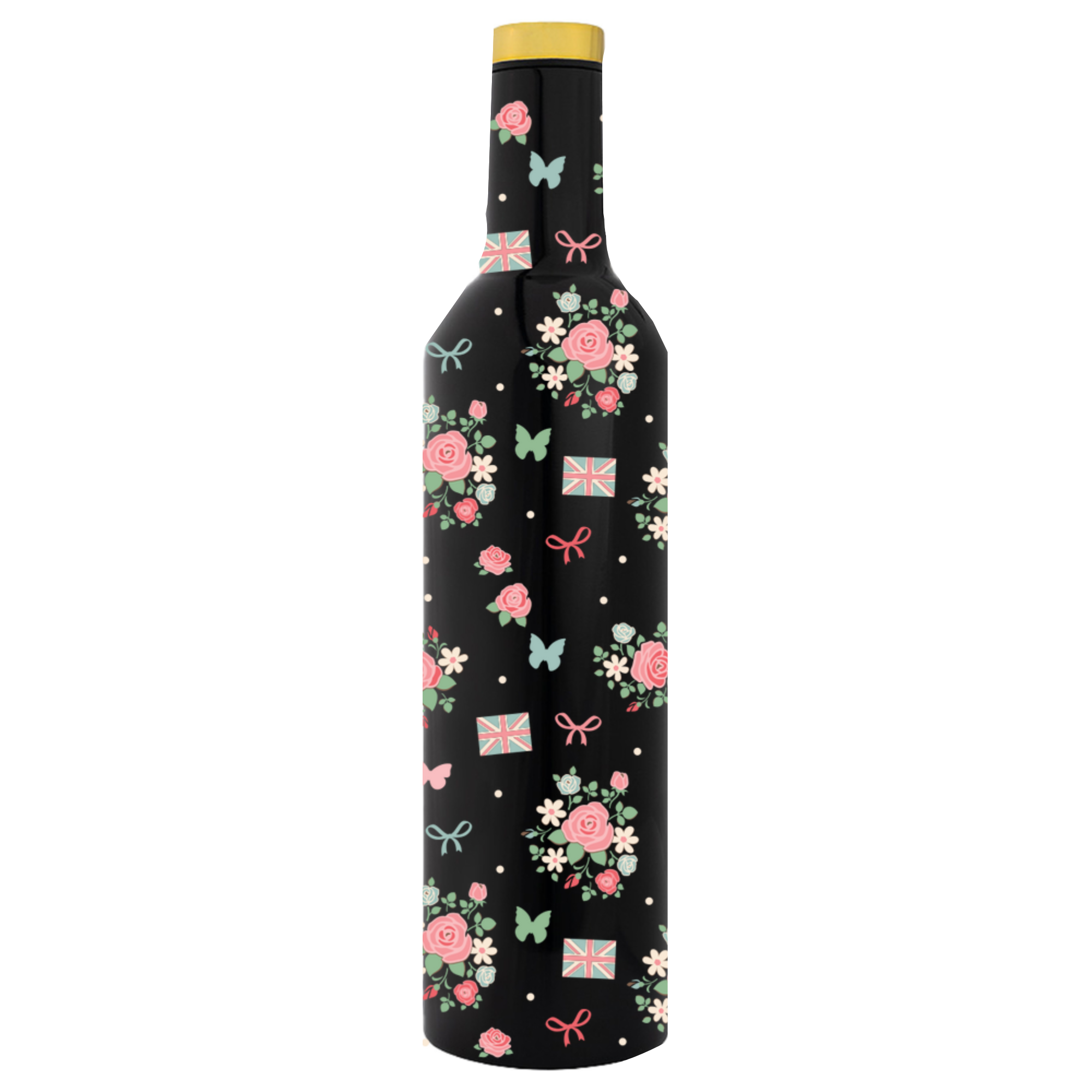 Floral British Metal Bottle Flask - Image 4