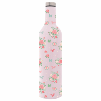 Floral British Metal Bottle Flask