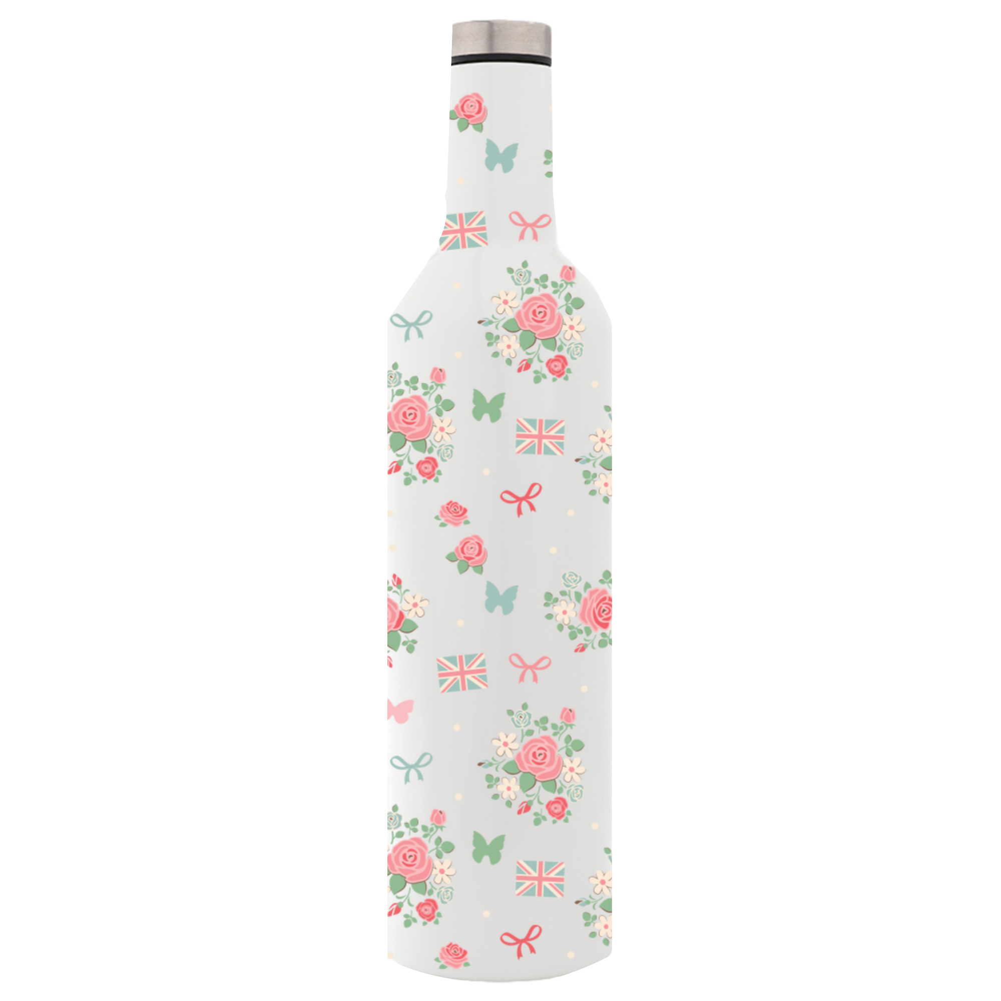 Floral British Metal Bottle Flask - Image 3