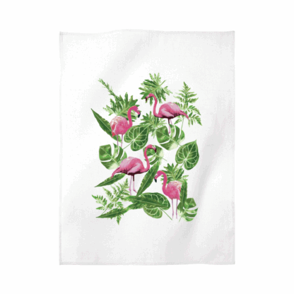Leaves & Flamingos Personalised Tea Towel