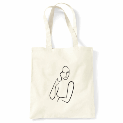 Lady Outlined Personalised Natural Cotton Tote Bag