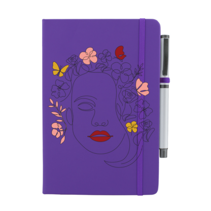 Girl with Flower Hair Personalised Notebook with Pen - Image 8