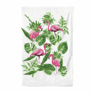 Leaves & Flamingos Personalised Tea Towel