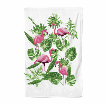 Leaves & Flamingos Personalised Tea Towel