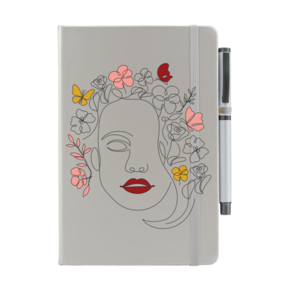 Girl with Flower Hair Personalised Notebook with Pen - Image 4
