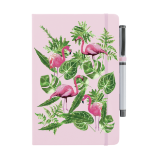 Leaves & Flamingos Personalised Notebook with Pen
