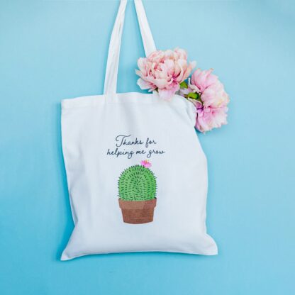 Cactus Thank You Personalised White Cotton Tote Bag