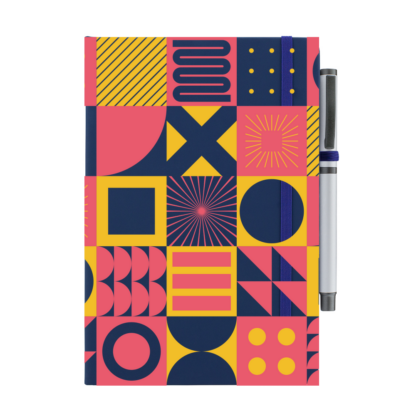 Square Patterns Notebook with Pen - Image 6