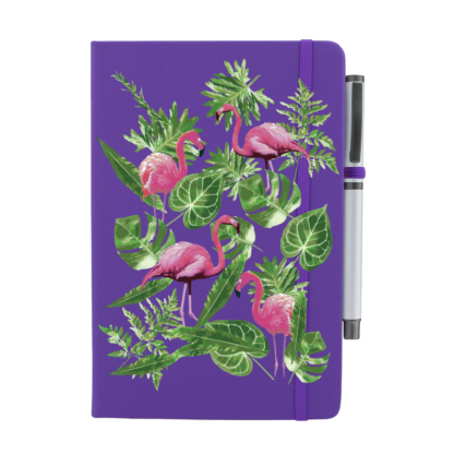 Leaves & Flamingos Personalised Notebook with Pen - Image 3