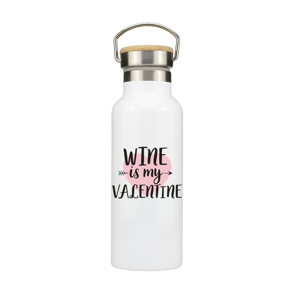 Wine is my Valentine Personalised Metal Bottle - Image 2