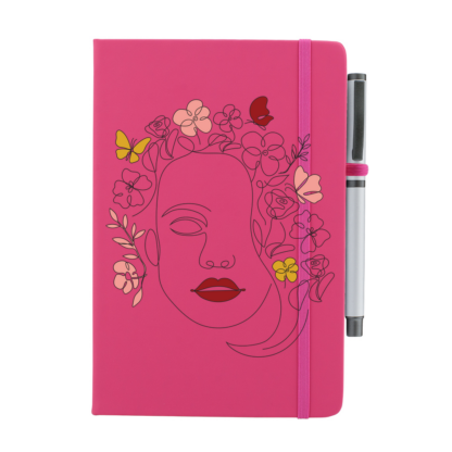 Girl with Flower Hair Personalised Notebook with Pen - Image 7