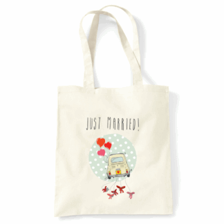 Just Married Natural Cotton Tote Bag