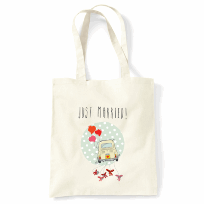 Just Married Natural Cotton Tote Bag