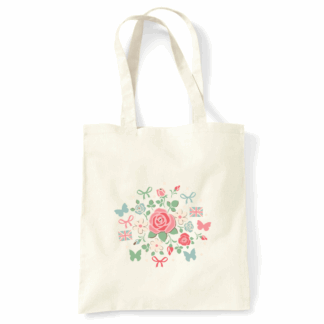 Floral British Personalised Natural Cotton Tote Bag