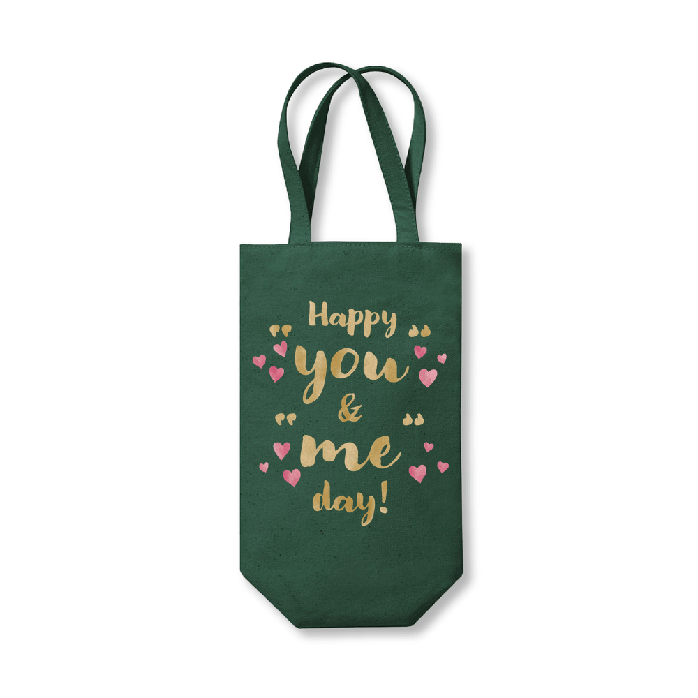 Happy You and Me Day Anniversary Cotton Wine Bottle Bag - Image 3