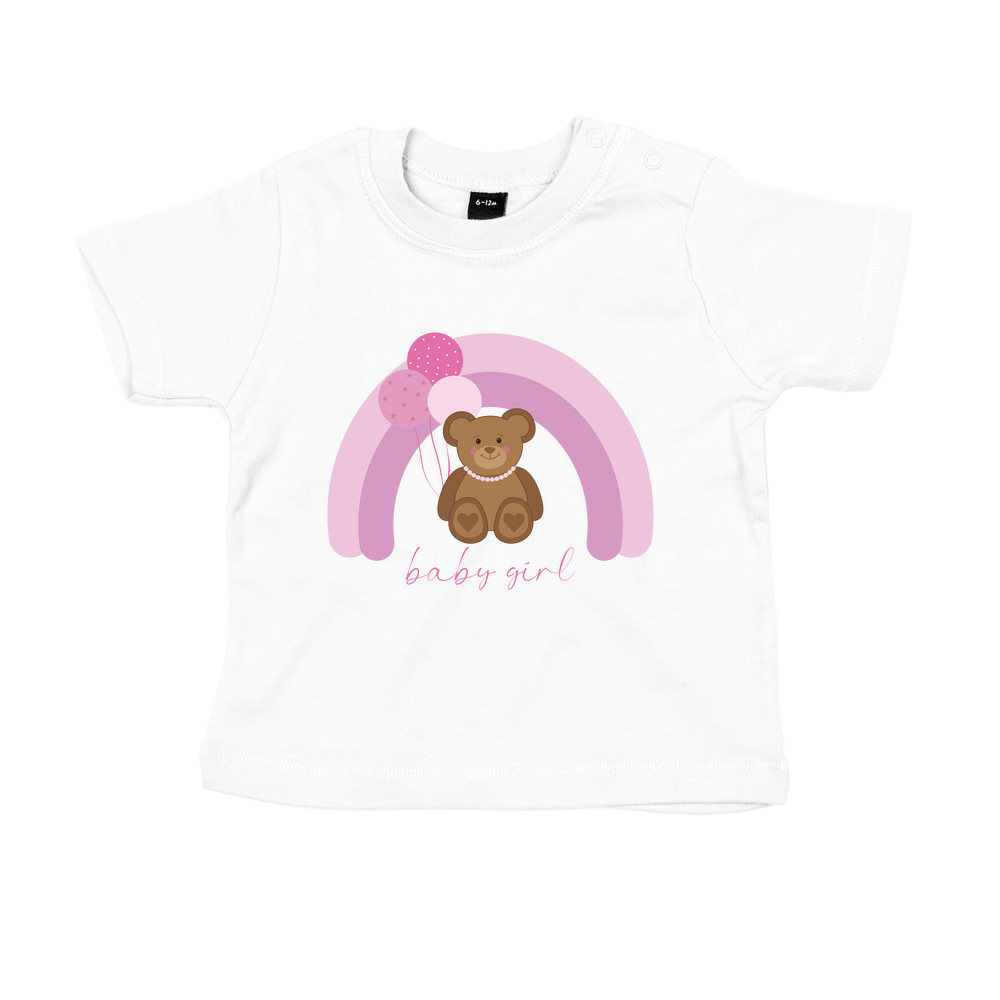 Baby Girl Personalised Teddy Bear Baby/Toddler T-Shirt - Image 2