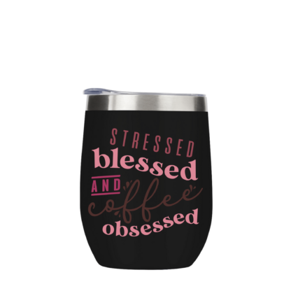 Stressed Blessed and Coffee Obsessed Metal Drinks Tumbler - Image 3