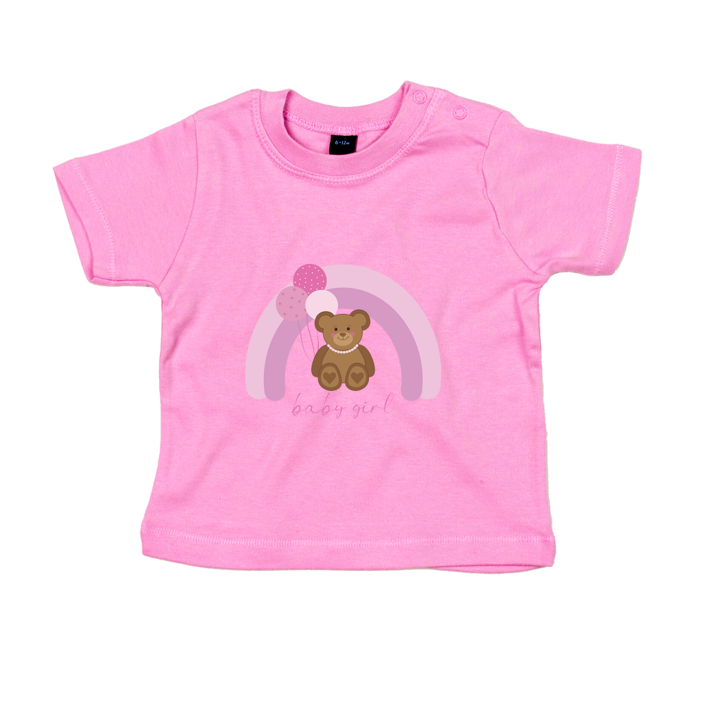 Baby Girl Personalised Teddy Bear Baby/Toddler T-Shirt - Image 3
