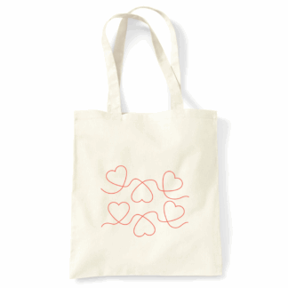 Heart Scribbles Personalised Natural Cotton Tote Bag