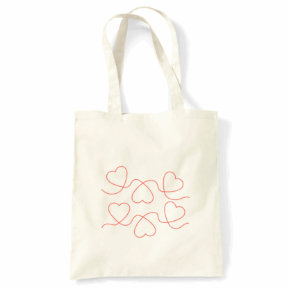 Heart Scribbles Personalised Natural Cotton Tote Bag