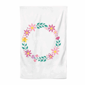 Floral Wreath Personalised Text Tea Towel