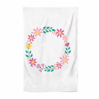 Floral Wreath Personalised Text Tea Towel
