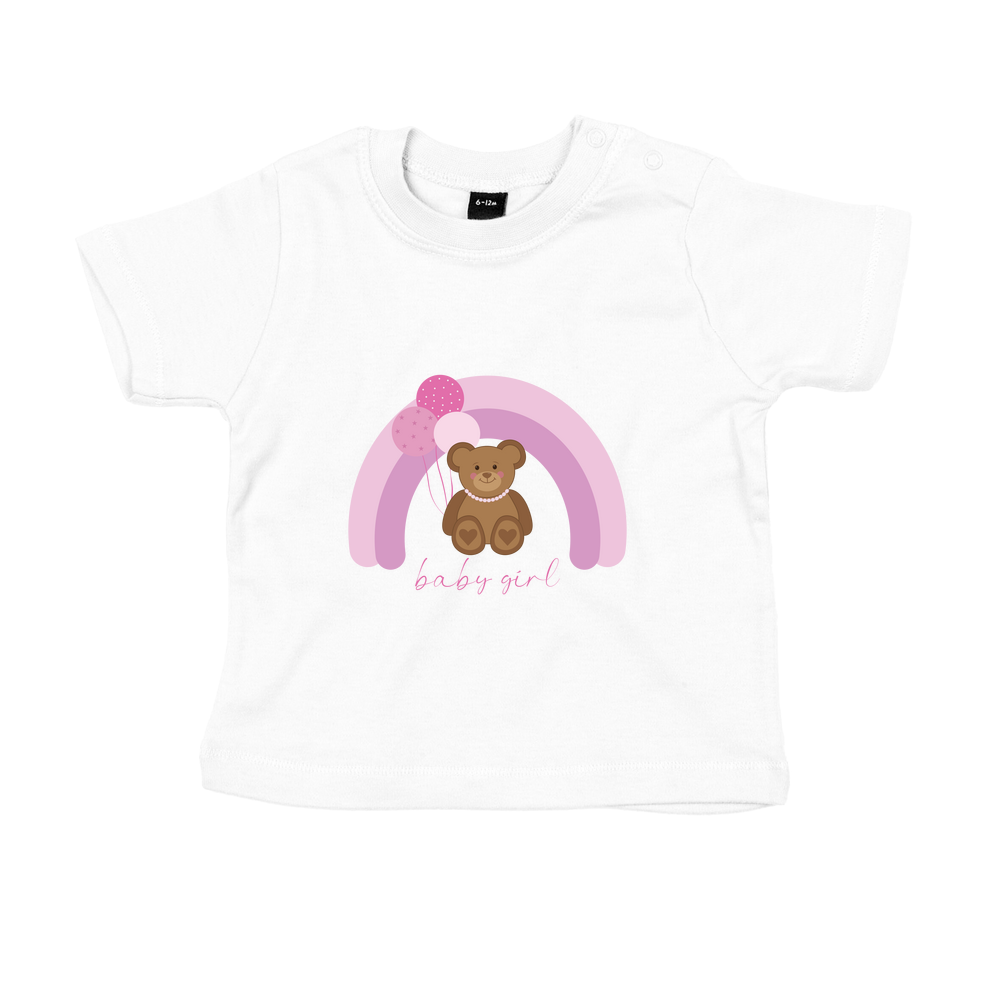 Baby Girl Personalised Teddy Bear Baby/Toddler T-Shirt - Image 2