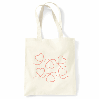 Heart Scribbles Personalised Natural Cotton Tote Bag